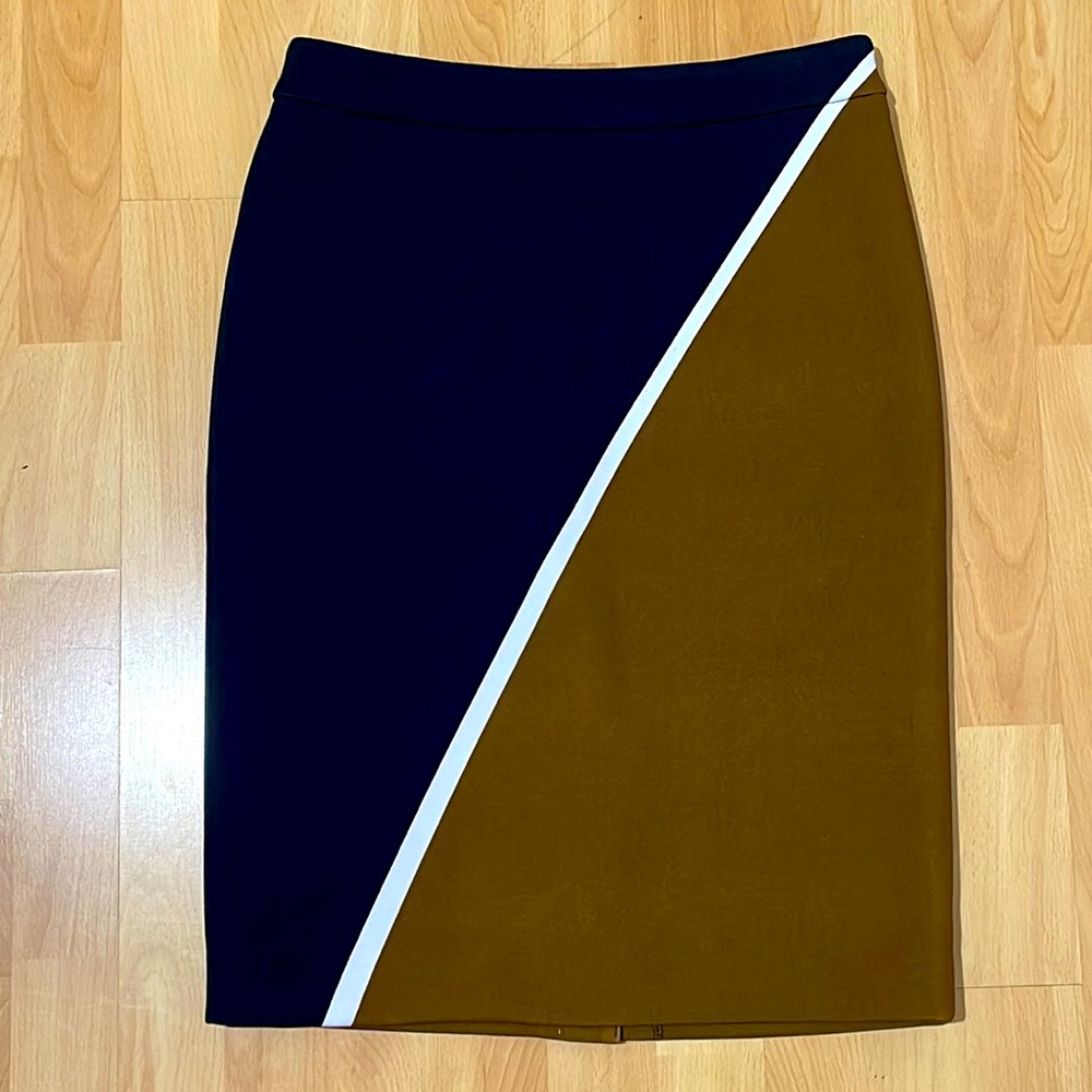 Ann Taylor Colorblock Lined Stretch Midi Pencil Skirt Size 4
